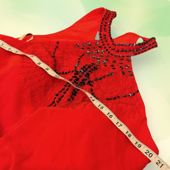 TS Couture Bright Red Halter Sequin Prom Formal Mini Dress Size XL - Picture 5 of 12